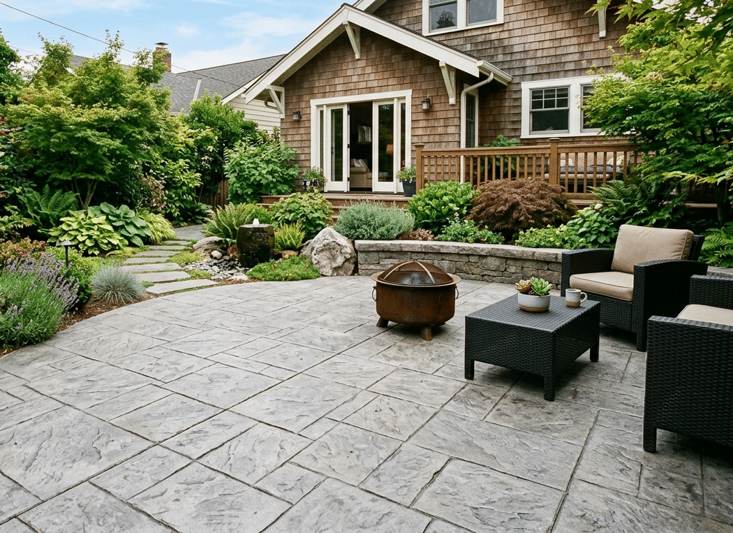 Professional Stamped Concrete patio built by professionals in Columbia City